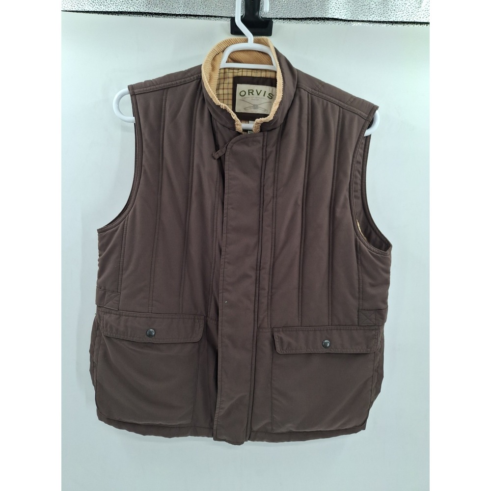Orvis Field Vest Large Corduroy Collar Quilted Hunting‎ Outdoor Zip Snap Utility